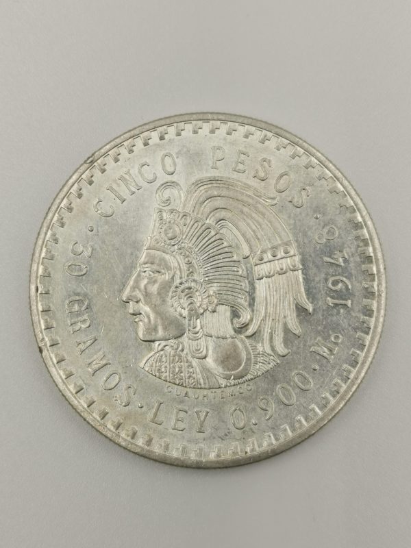 Silbermünze 5 Pesos Mexiko 1948